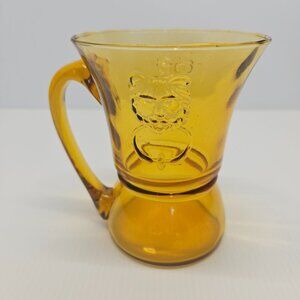 Vintage Rossini Lions Head Amber Glass Beer Mug Applied Handle Italian MCM